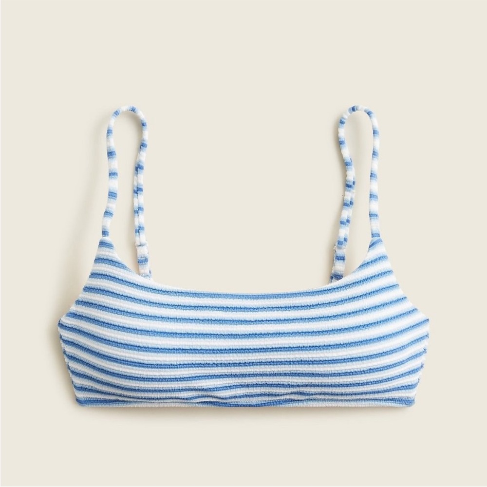 NWT J. Crew Textured Scoopneck Bikini Top Only Striped 3X